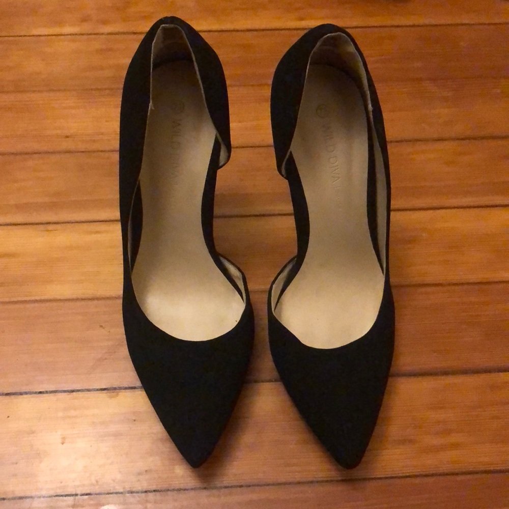 Black suede high heels